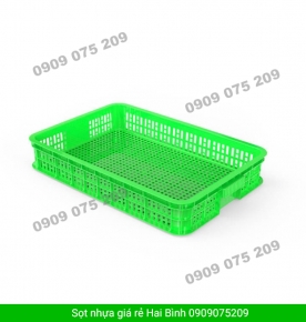 Sọt nhựa xanh kích thước nhỏ: 626 x 424 x 102 mm