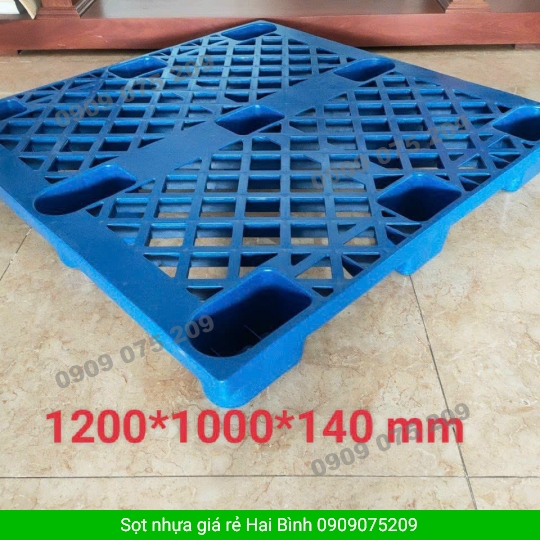 PALLET NHỰA CHÂN CÓC MÀU XANH 1200X1000X140MM