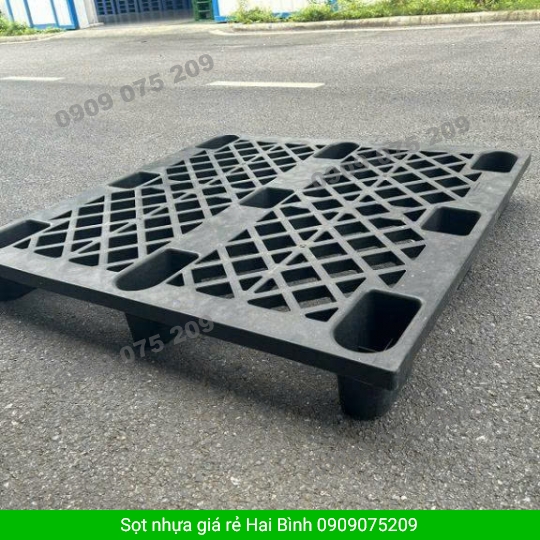 PALLET NHỰA CHÂN CÓC  MÀU ĐEN 1200X1000X140MM 