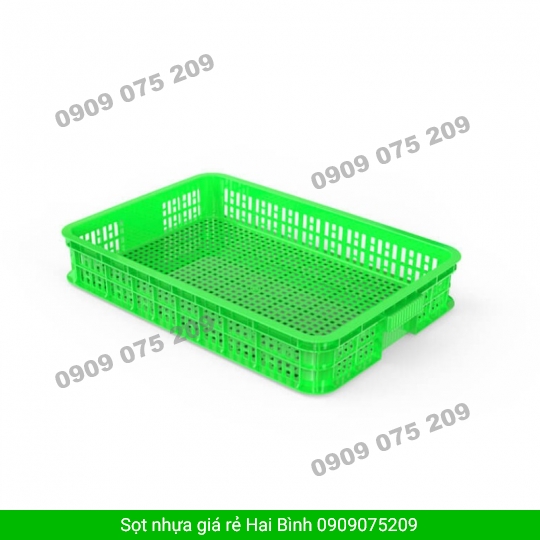 Sọt nhựa xanh kích thước nhỏ: 626 x 424 x 102 mm