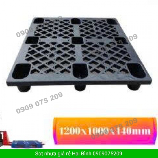 PALLET NHỰA CHÂN CÓC  MÀU ĐEN 1200X1000X140MM 