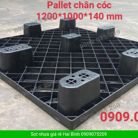 PALLET NHỰA CHÂN CÓC  MÀU ĐEN 1200X1000X140MM 
